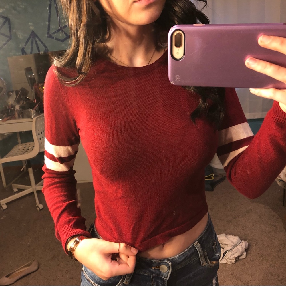Burgundy Red Crop Top